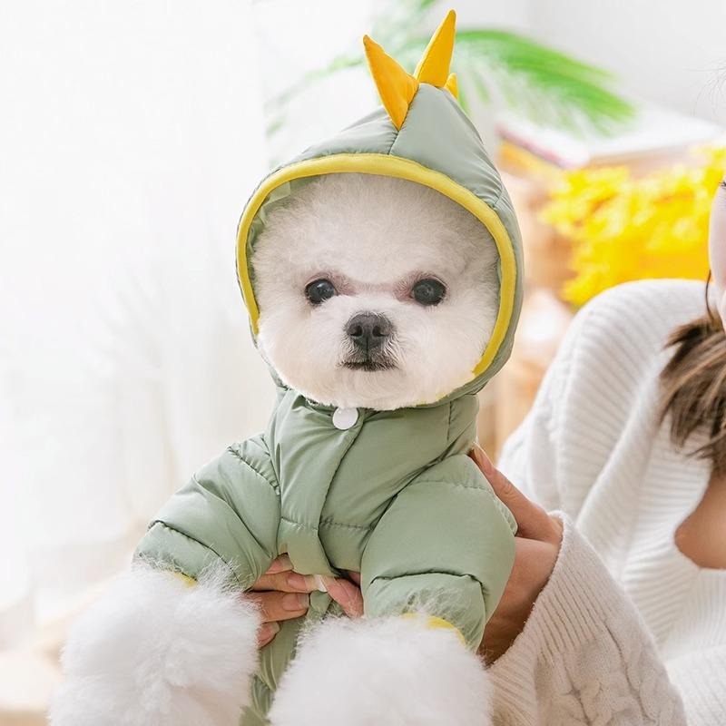 

Dog clothes cute dinosaur down jackets medium and small dog teddy than bear autumn and winter two-legged cotton-padded clothes cat clothes L (recommended weight 8-5.5kg)