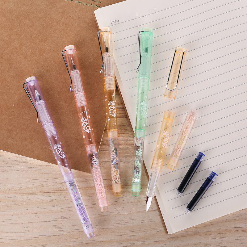 Crystal Blue Fountain Pen with 4 Replaceable Erasable Ink Cartridges