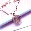 Purple Gold Inlaid Crystal Hollow Heart Neckalce For Woman Plated 14K Rose Gold Pendant Fashion Sweet Engagement Jewelry