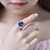 Open Ring Women Simulated Deep Blue Tanzanite Cluster Zircon Statement Finger Ring
