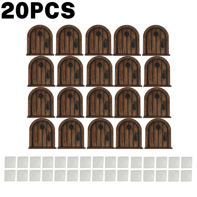 Vintage Wooden Mouse Door Decoration 2D Flat Vintage Wooden Door Patches with Adhesive Tape DIY Crafts Ornament Home Decoration