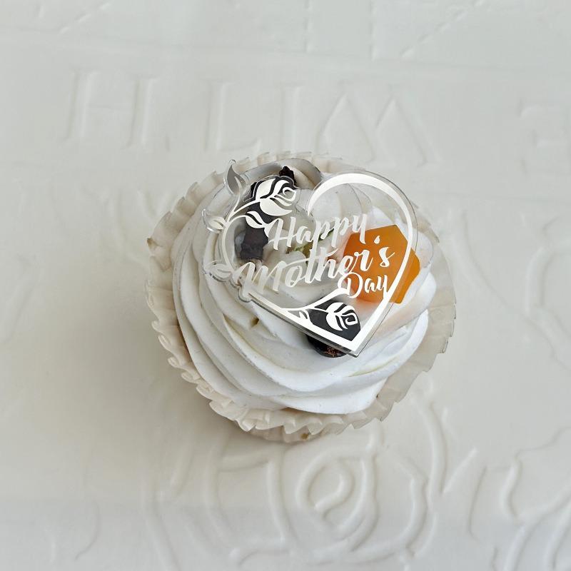 10pcs Ins Happy Birthday Happy Mother's Day Heart Cupcake Topper Acrylic Anniversary Cake Decorating Baking Tools Party Supplies