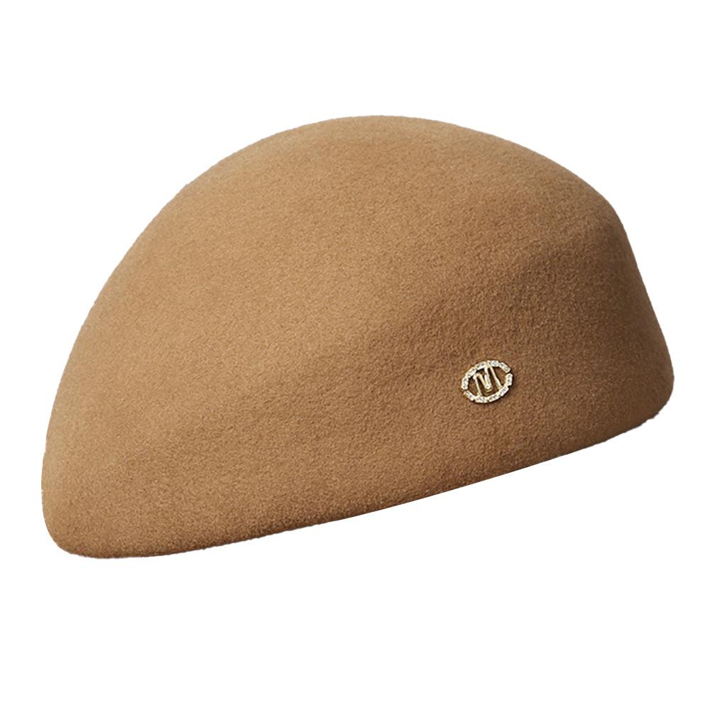Autumn and winter new metal standard wool beret women's retro versatile temperament elegant face little mother painter hat