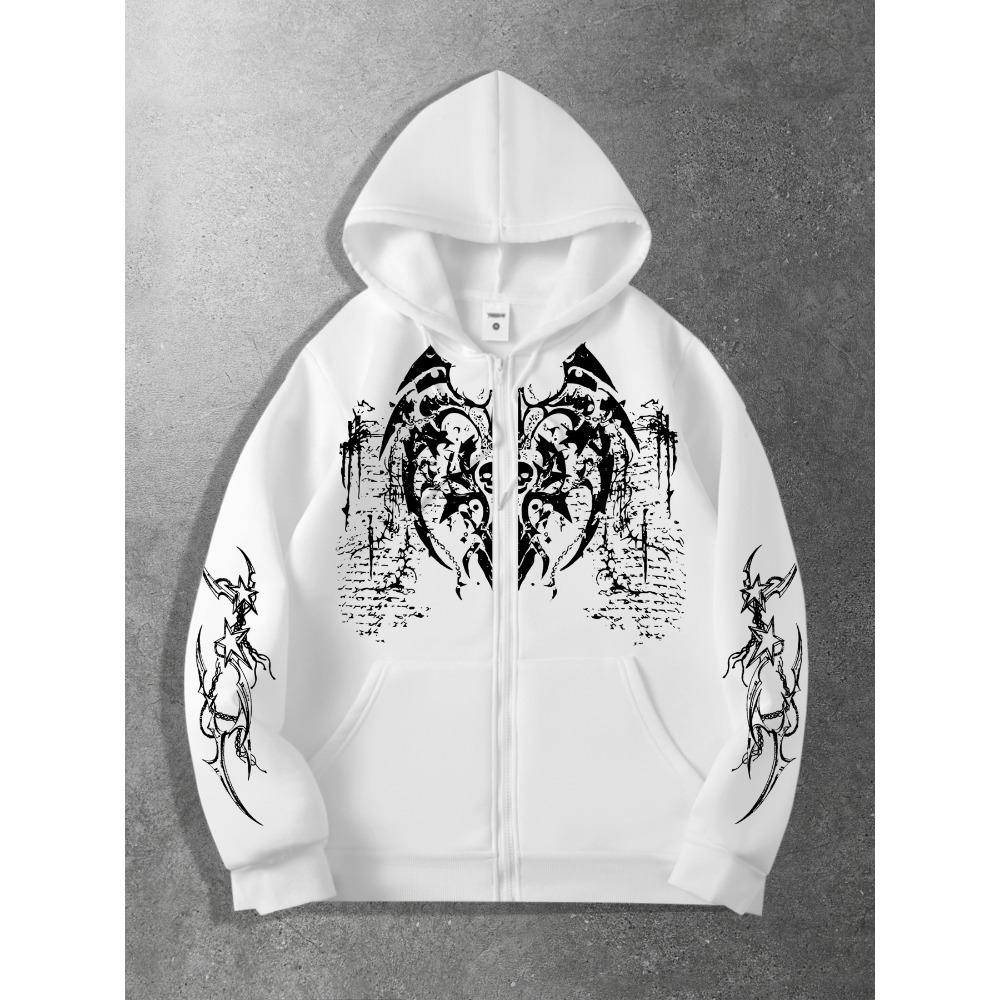 

Худі на блискавці в стилі Y2K Dark Fashion з оригінальним принтом | Повсякденний вуличний стиль, Довгий рукав, Волокно, Regular Fit XL