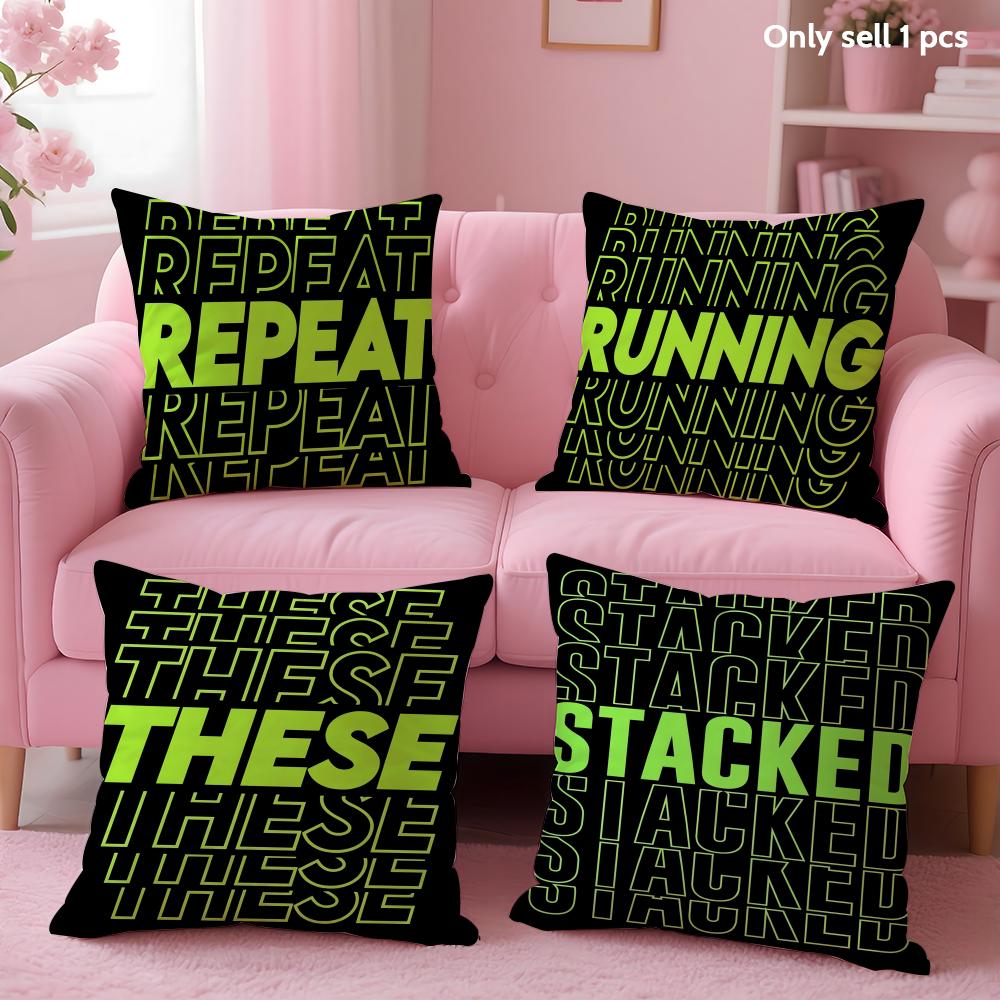Fun Reduplication Words Cushion Cover Soft Short Plush Double-Sided Printing Home Decor Machine Washable Pillow Case Gift