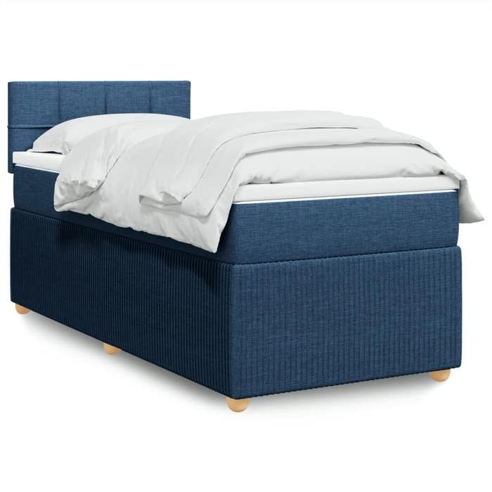 VidaXL Slatted Bed Base with Mattress Blue 90x200 Cm Fabric 3287345