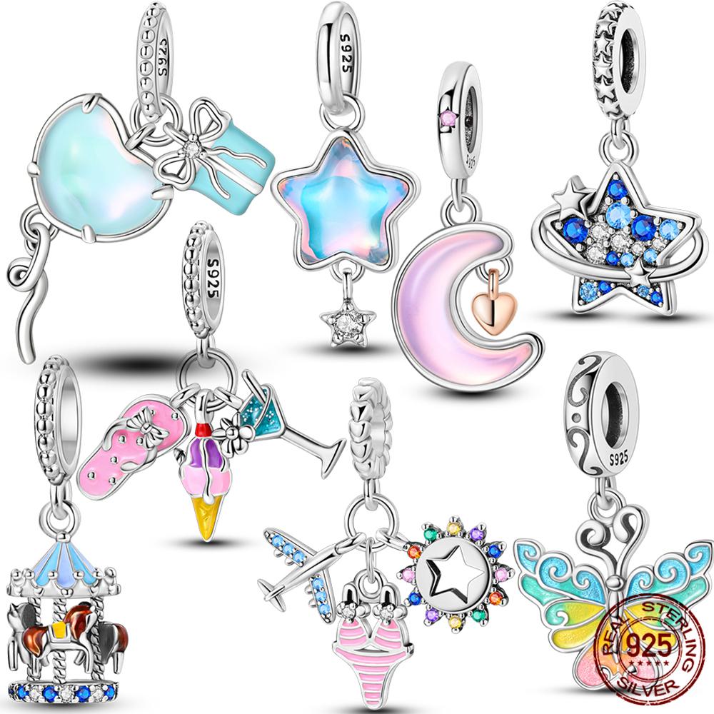 100% Kupfer Hochwertige Zirkon Stern Mond Schmetterling Charms Anhänger Passend Für Original Armband DIY Herstellung Geschenk