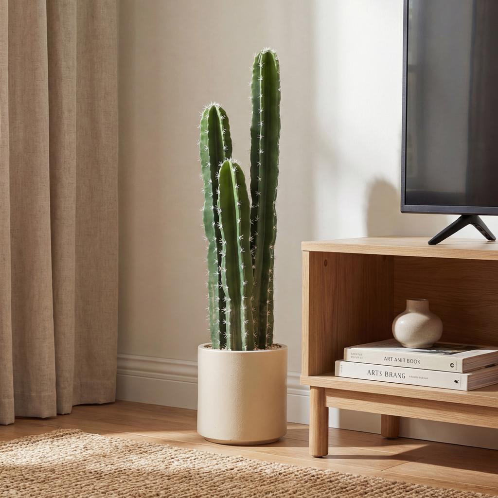 Artificial Plant Cactus Plants Large 95 Cm with Pot Like Real for Home, Office, Green