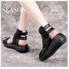 Women's Sandals Summer 2026 Mid Heeled Wedges Shoes for Women Retro Leather Gladiator Sandals Platform Rome Sandalias