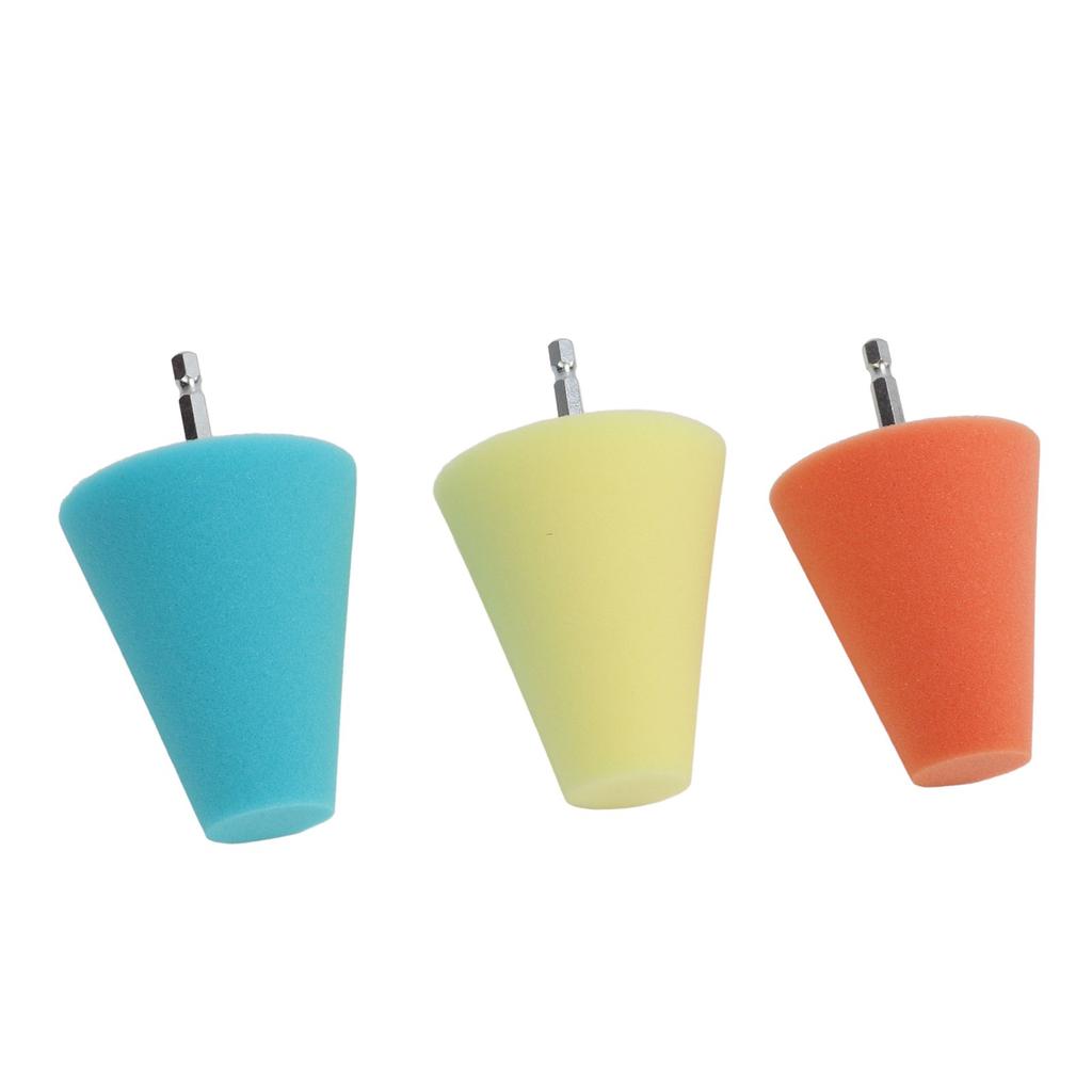 3PCS Hub Conical Polishing Sponge Buffing Foam Pad Wheel Care Tool for Cars Boats Motorcycles