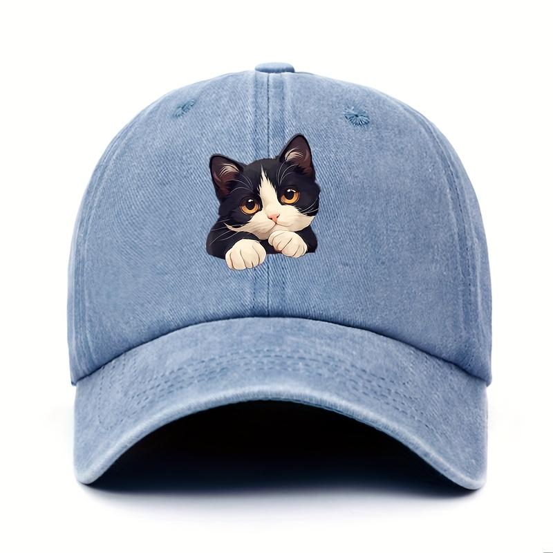 Funny Style Cat Patterned Baseball Cap with Adjustable Outdoor Casual Hat Suitable for Both Men and Women Cat Enthusiasts