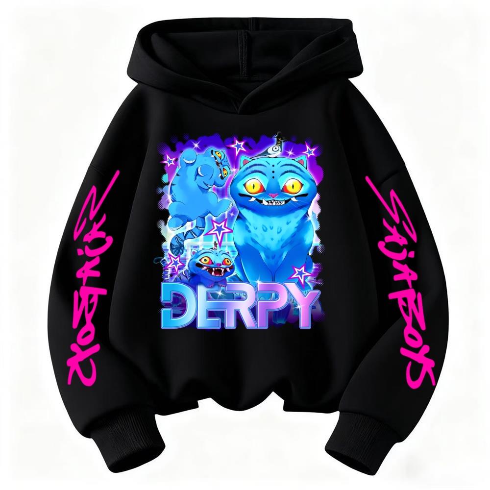 Children's boy and girl anime costume Kpop demon hunter Derpy tiger casual fashion autumn and winter sports hooded pullover