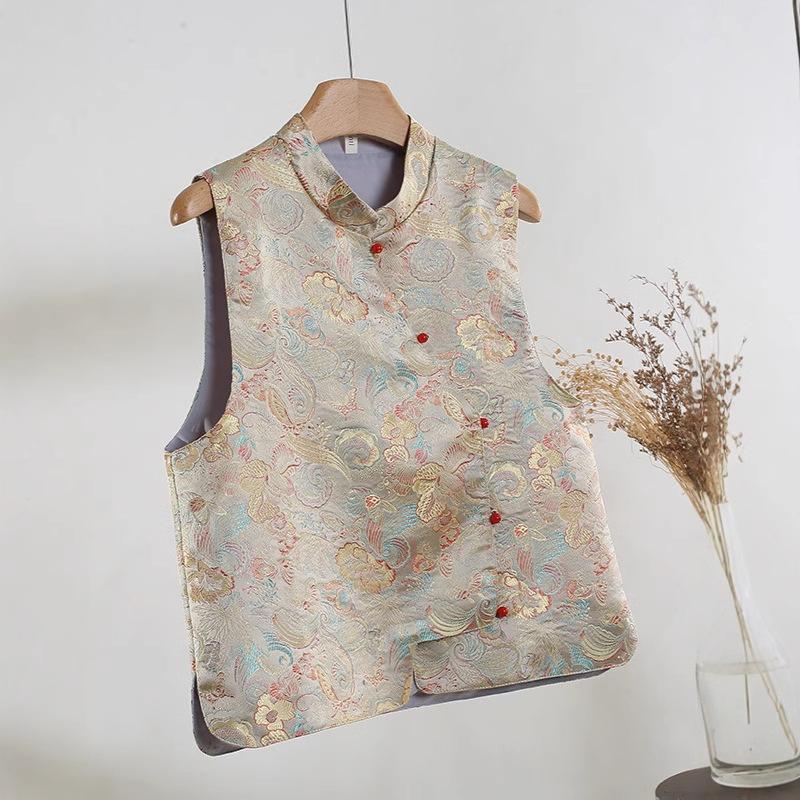 Fashion Temperament Brocade Butterfly Slanted Vest 2025 Spring and Summer New High-end Vest