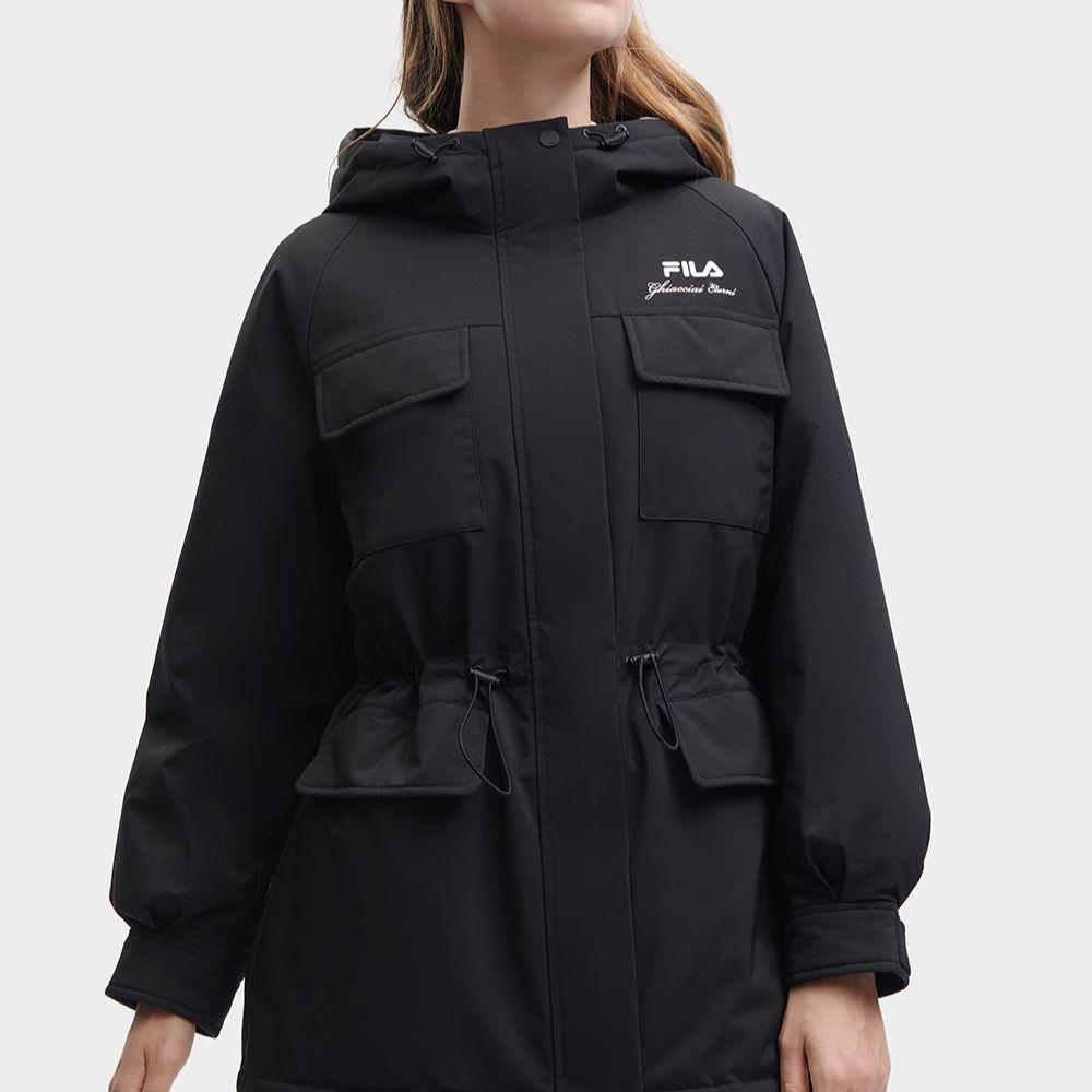 Fila 2023 Winter New Fashion Simple Loose Warm Hooded Jacket Women Outerwear Black F11W348906F-BK