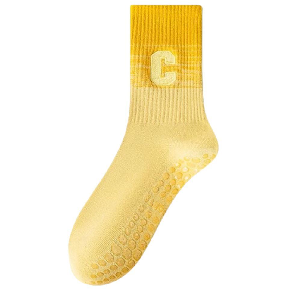 Chaussettes de Pilates Yoga Antidérapantes pour Femmes - Design Mi-Mollet Absorbant la Sueur pour les Entraînements de Printemps et d'Automne