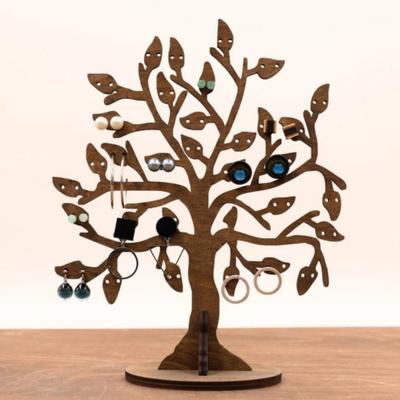 Yousheng Wooden Jewelry Stand Tree Shape Functional Earring Necklace Storage Holder Rings Accessories Wood Organizer