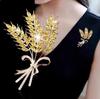 Fashion Rhinestones Wheat Brooch Exquisite Metal Lapel Pins for Women Suit