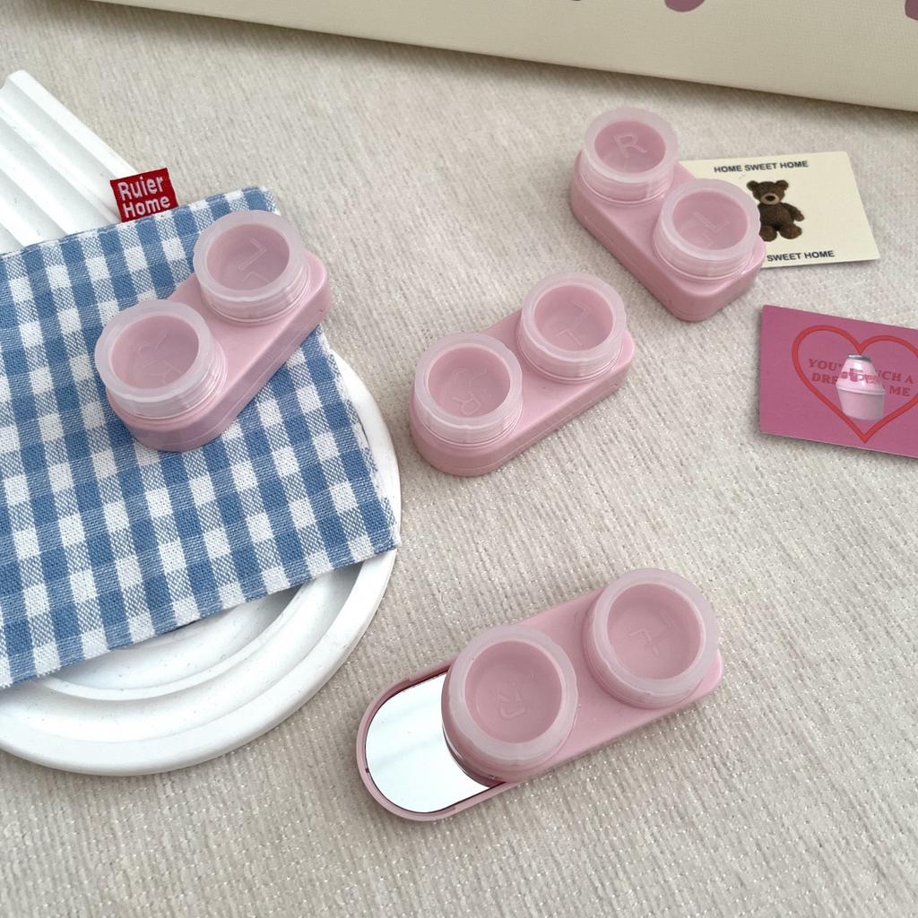 1PC Cream Colour Contact Lenses Box Travel Holder Container Soaking Contact Lens Box Mini Contact Lenses Case Accessorie