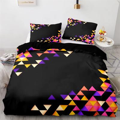 Lussuosi Set Biancheria da Letto 3D Marmo Nero con Motivo a Griglia Poligonale Rossa Luminosa Set Copripiumino Singolo Matrimoniale Twin Queen King