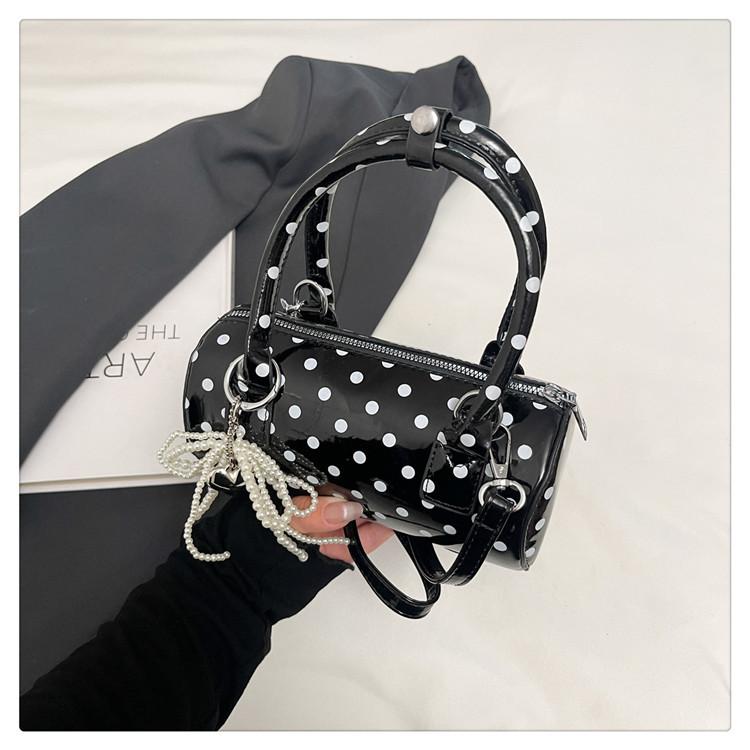 

Нишевая сумка в горошек женская 2025 новая модная универсальная сумка-мессенджер под мышкой изысканная портативная маленькая сумка цилиндрическая сумка