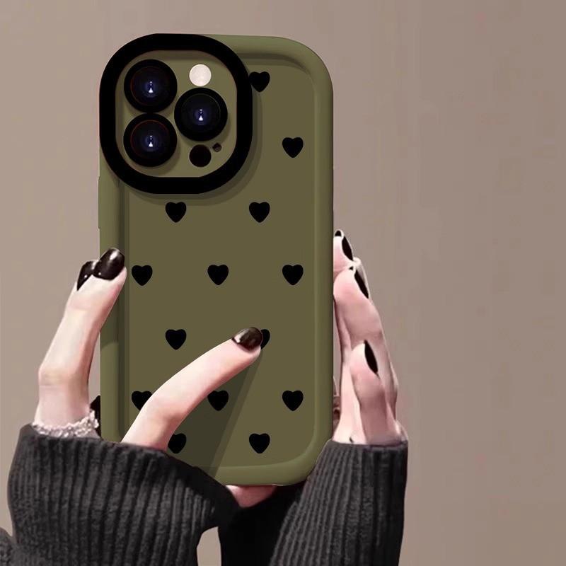 Soft Silicone Phone Case With Full-Screen Heart IPhone 14 Pro Max 15 13 16 Plus - Cute Kawaii Style Protective Cover