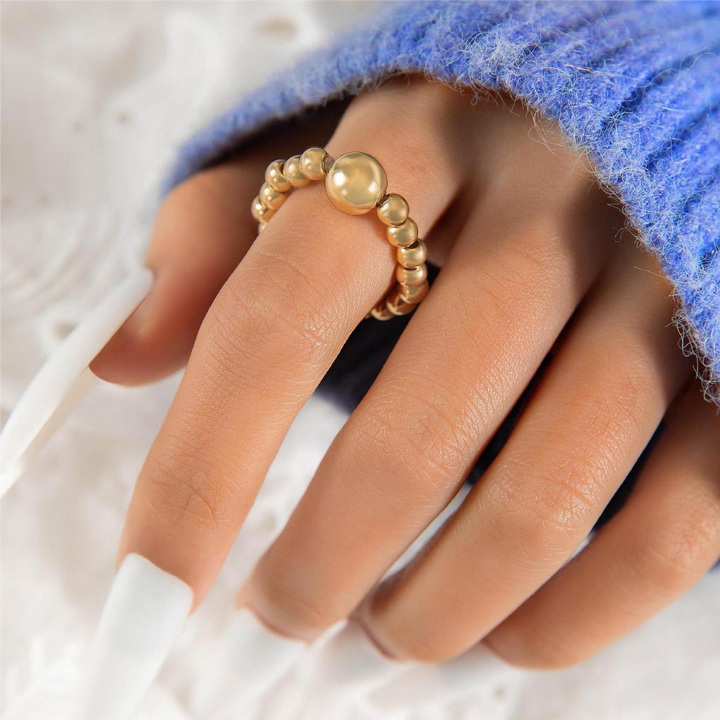 Accessories, French Niche Versatile Beaded Index Finger Ring, Simple Design Imitation Pearl Single Ring for Women