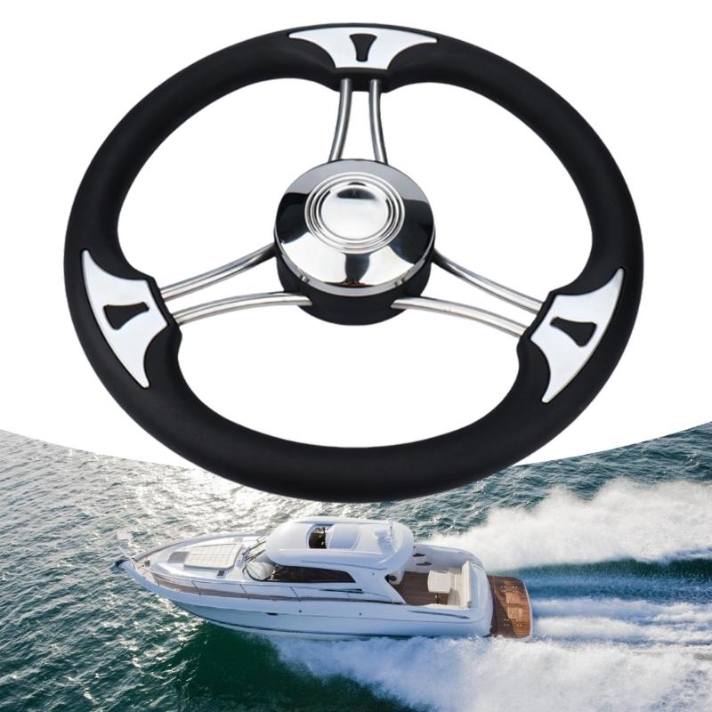 Rueda de timón universal de acero inoxidable de 13.5 pulgadas sin pomo de repuesto Accesorios marinos Rueda de timón para barco