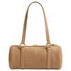 Coach Kisslock 28 Round Zipper Silhouette Suede And Leather Shoulder Bag Large Women Bags Khaki CEM07-B4XIB