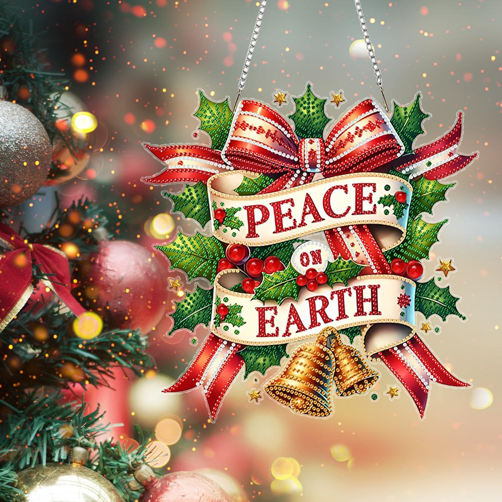 Christmas Theme 2D Flat DIY Hanging Diamond Art Kits Special Shape Rhinestone Diamond Art Window Pendants Wall Door Decoration