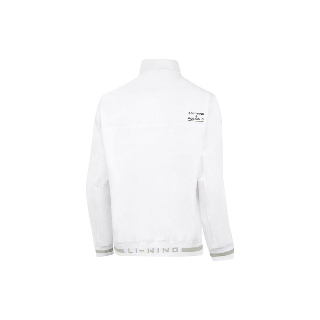 Li Ning Training Series Letter Patch Stand Collar Water Resistant Jacket Women Jacket Standard-White AJDT704-4