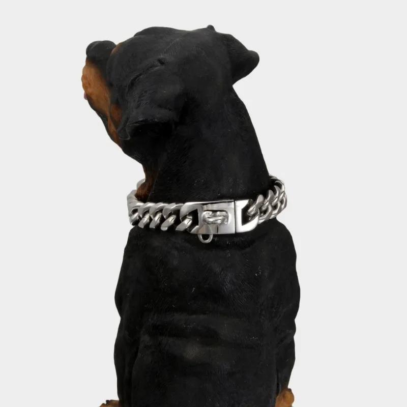 Titanium Steel Dog Chain Collar Harnesses 15mm Stainless Steel Gold Collar 19mm Silver for Small Dogs Pet Products Supplies