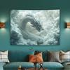 1 Stück Drache in den Wolken Wandteppich mit komplexem weißem Drachenmuster, Polyestergewebe, geeignet für Wohnzimmer, Schlafzimmer