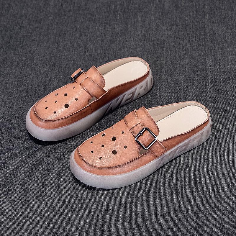 

Кожаная сумка на голову полутапочки женская обувь летняя одежда новая рабочая обувь для медсестер модные универсальные женские сандалии мягкая подошва 40 коричневый