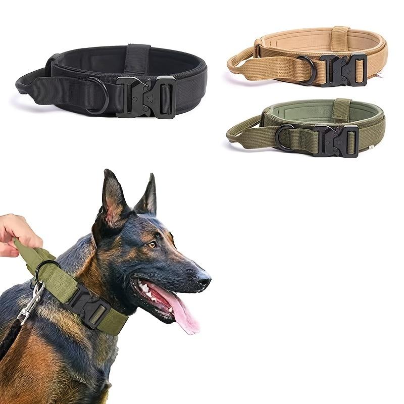 

Military Tactical Dog Collar Adjustable Soft Nylon Outdoor Training K9 Collar with Handle and Metal M