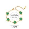 Modisches Edelstahl Fünfblättriges Blumen-Einseitiges Armband 18K Gold Leichter Luxus All-Match Kleeblatt Armband Schmuckstück