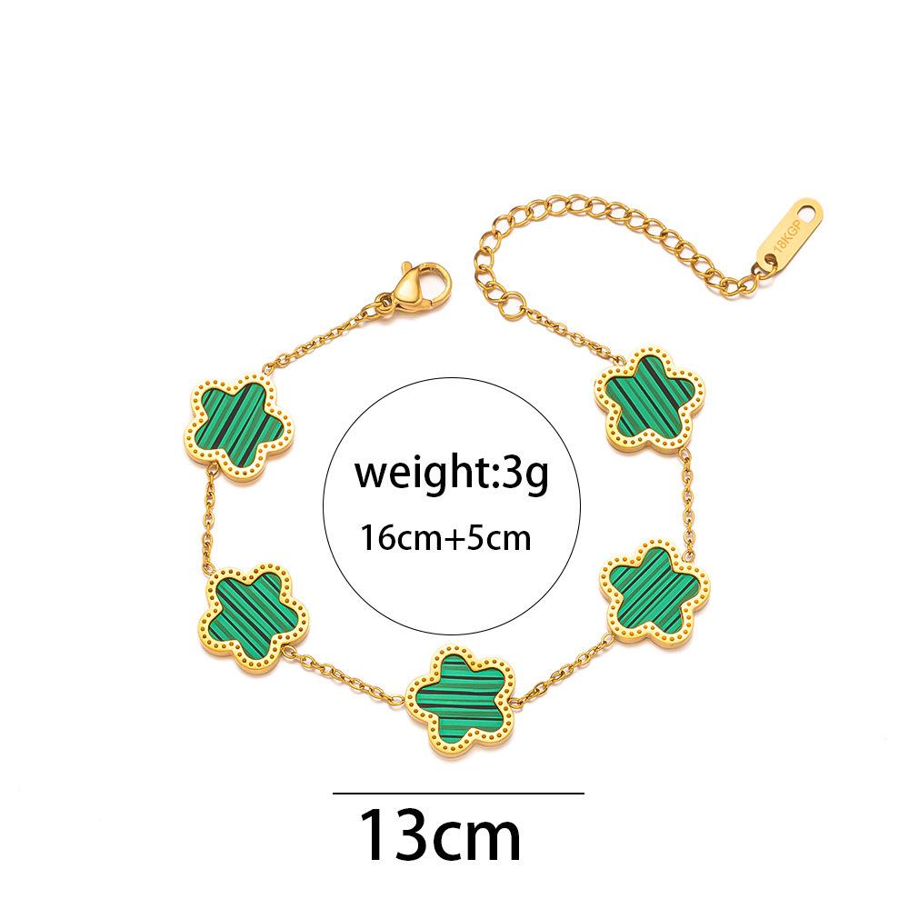 Modisches Edelstahl Fünfblättriges Blumen-Einseitiges Armband 18K Gold Leichter Luxus All-Match Kleeblatt Armband Schmuckstück
