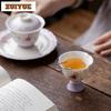 70ml Gradient Purple Hand-painted Butterfly High Foot Teacup Zen Tea Bowl Jug Tea-tasting Meditation Cup Chazhan Master Cups Cha