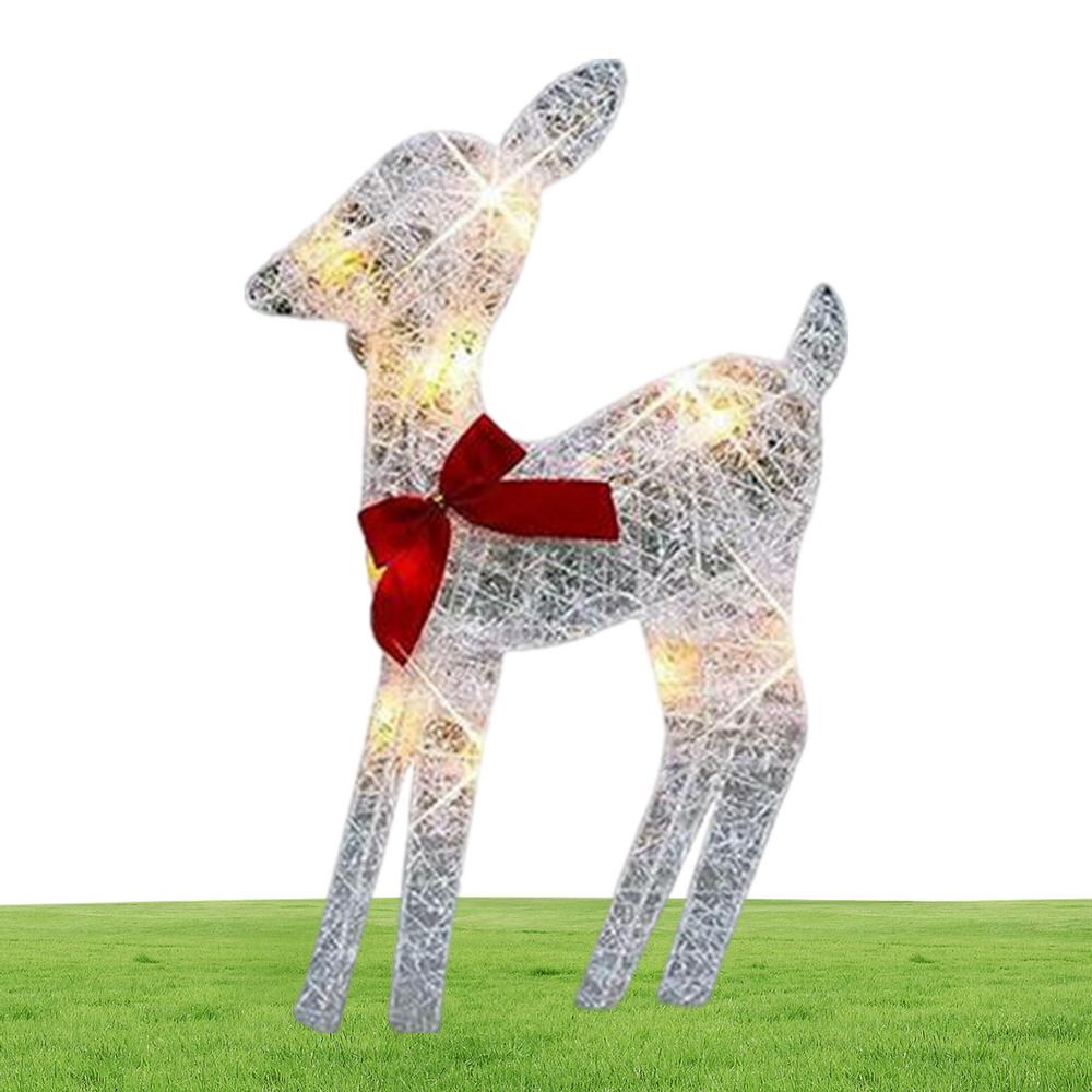 2D Leuchtendes Rentier Outdoor Weihnachten Eisen Festliche Ausstellungsdekoration Mit Schleife Weihnachtsrentier-Dekoration Für Familie Freunde Zuhause Terrasse