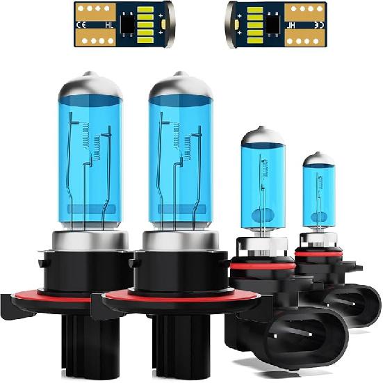 Headlights Fit for 2015-2020 Ford F150 Halogen Headlight Bulbs,9005/HB3/H10 High Beam & H11/H8/H9 Low Beam Headlight Bulbs,Plug And Play,Pack of 4