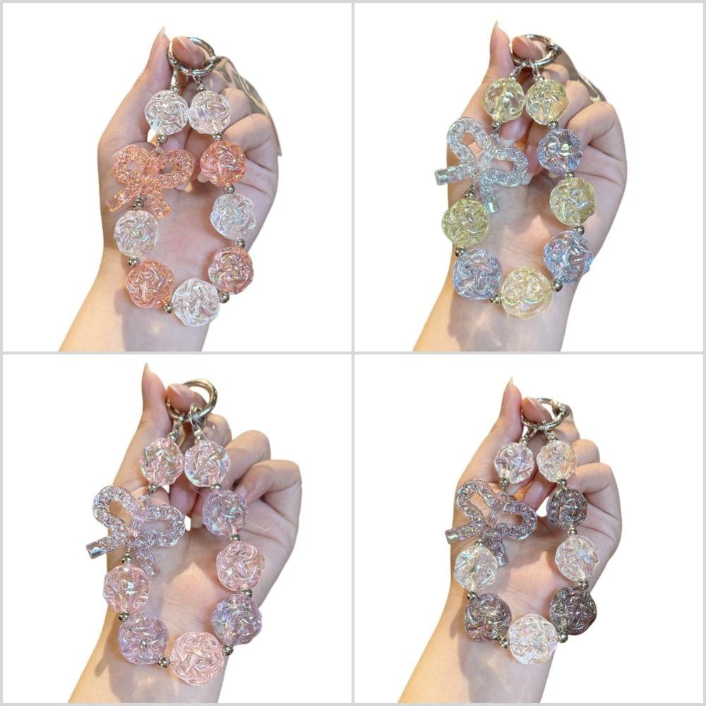 Bag Hanging Beaded Phone Chain Irregular Transparent Beads Pendant Sweet Candy Keychain Gifts