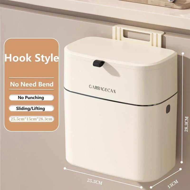 Creative Wall Mounted Hanging Trash Can Bin for Kitchens Cabinet Door with Lid Kitchen Trash Bins Garbage Can Home