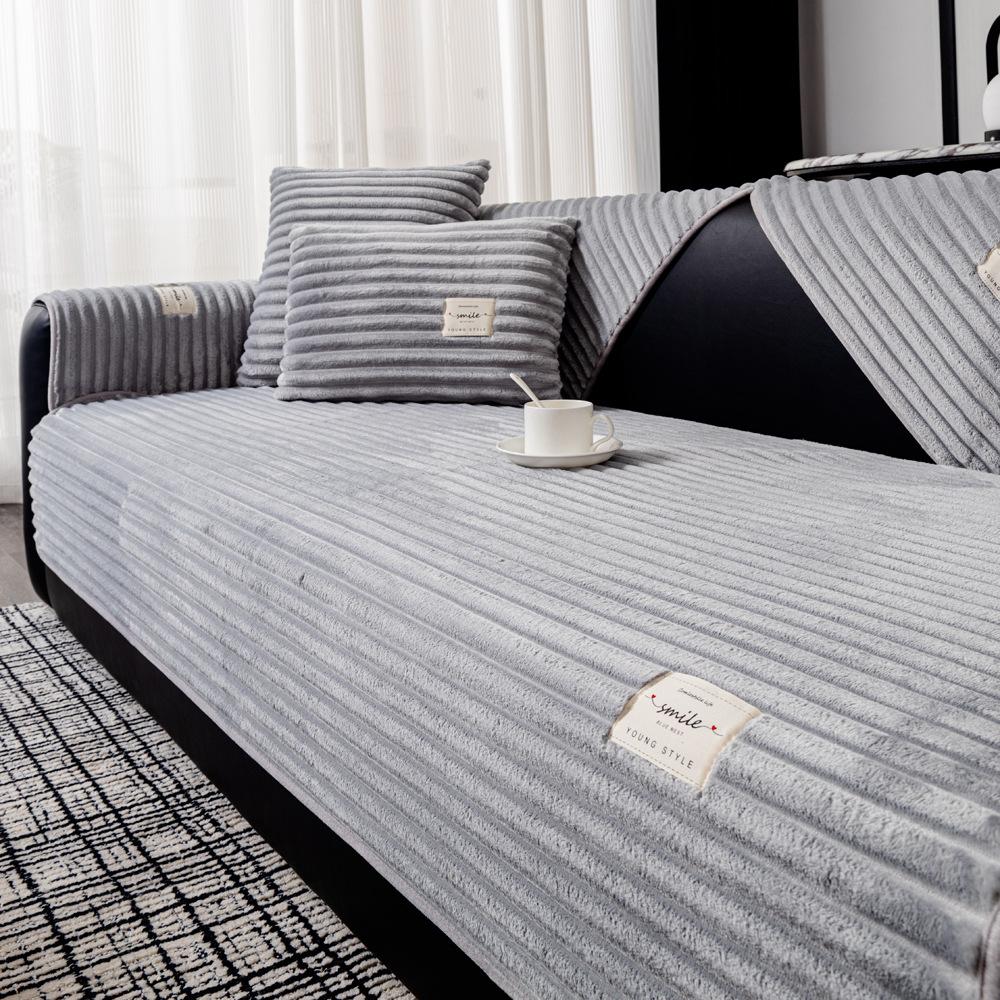 

Flannel Autumn And Winter Plush Sofa Cushion New Non-Slip Straight Row Advanced Thermal Leather Sofa Seat Cushion Cover Cloth 70*70cm