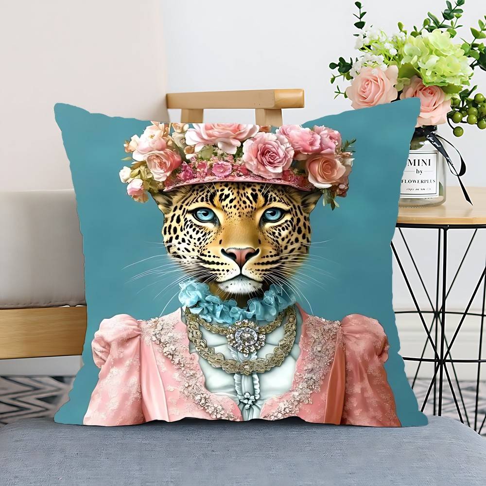 Fashion Wreath For Leopard PillowCase Elegant Couple Home Living Room Bedroom Decorative Rectangle Pillowcase Sofa Cushion Cover