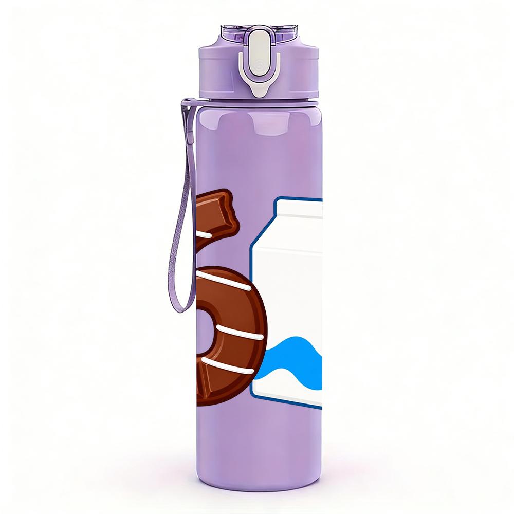 1PC Number Six Milk Bottle Combo Print 750ml Color Plastic Water Bottle Leakproof Flip Straw Lid For Sports Office Home Use