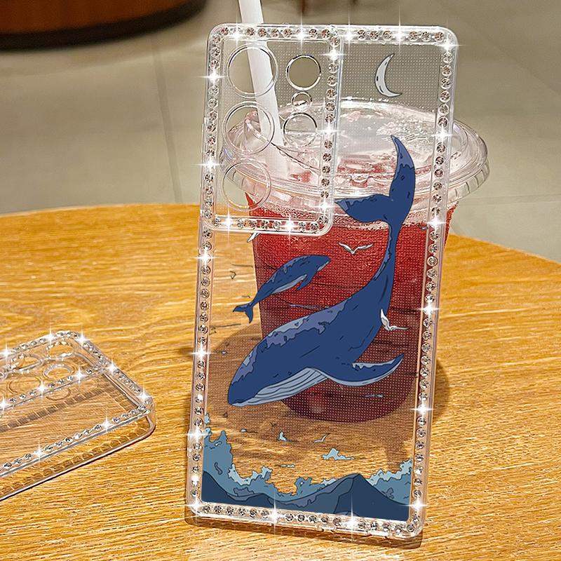 Pouzdro na telefon Žralok Delfín Pro Samsung Galaxy S25 Edge S24 S22 Ultra S23 FE A56 A55 A54 A36 A15 A16 A25 A26 5G Diamantový Měkký Kryt