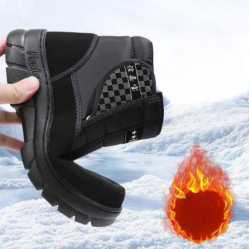 Winter Thick Soled Waterproof Outdoor Men's Snow Boots Cold Resistant Warm Hiking Shoes Velvet Ankle Boots with Increased Height