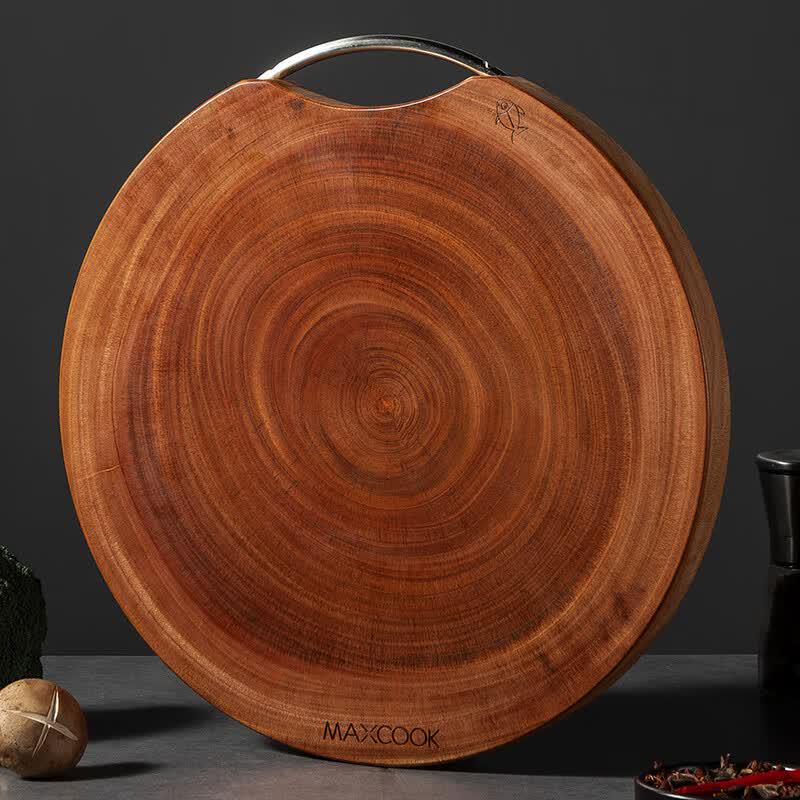 MAXCOOK 3.5cm Thick Golden Sandalwood Round Cutting Board