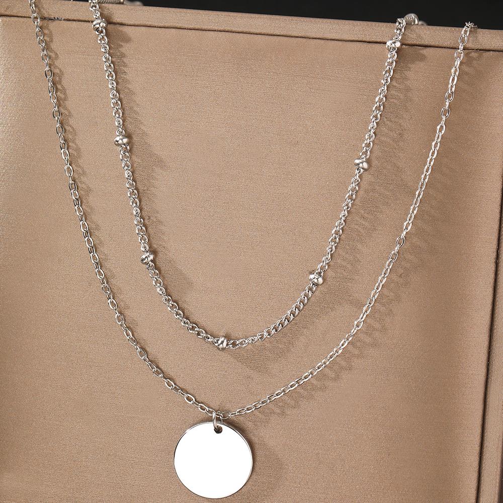 Stainless Steel Necklaces Simple Bead Chain Overlapping Tape Clavicle Chain Ornate Necklace For Women Zircon Goddess Gifts New