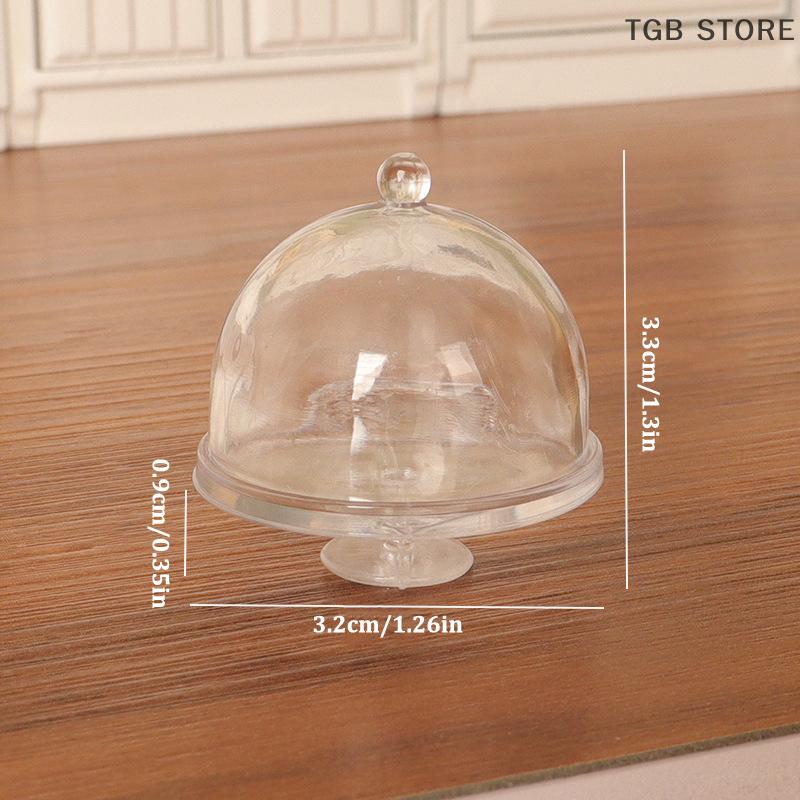 1Pc Transparent W/Cover Dessert Display Rack Miniature Cake Tray Dollhouse Kitchen Model Decor Toy Doll House Accessories