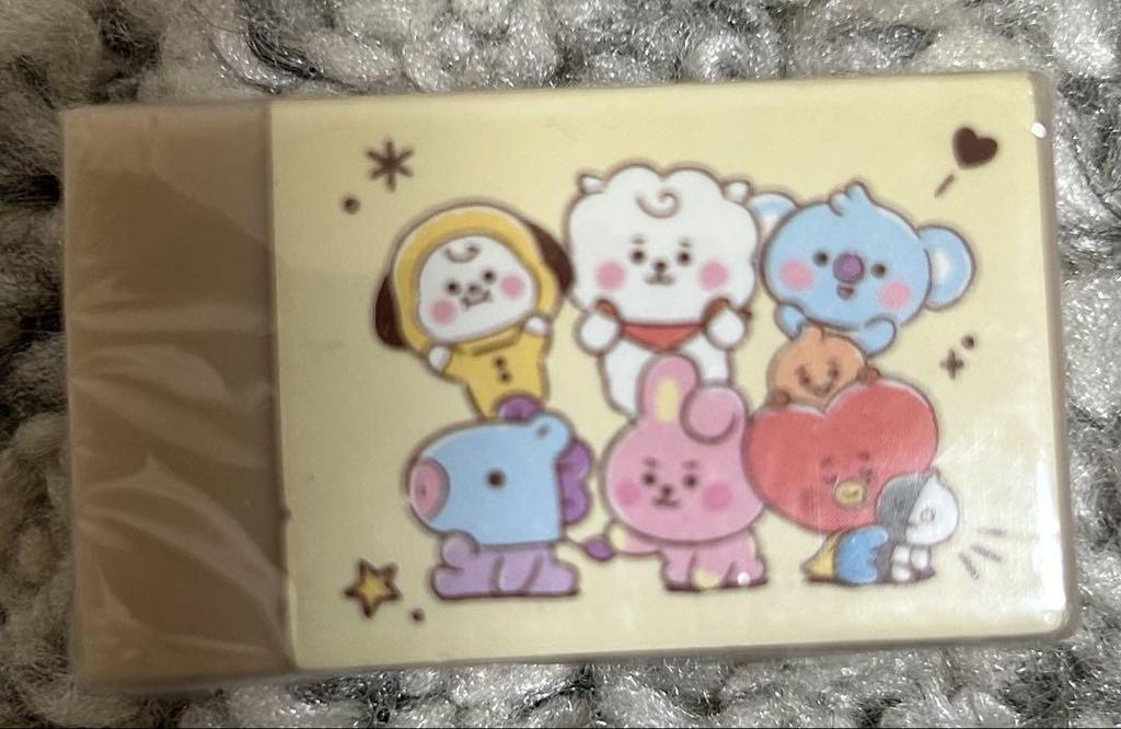 [USED] BT21 candy tin, puzzle clip, keychain, eraser, towel, Tata drawstring bag
